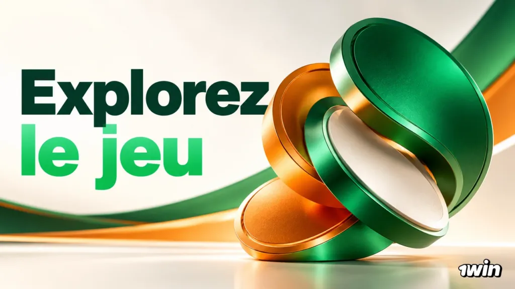 Formes circulaires vertes et orange avec une invitation à explorer le jeu