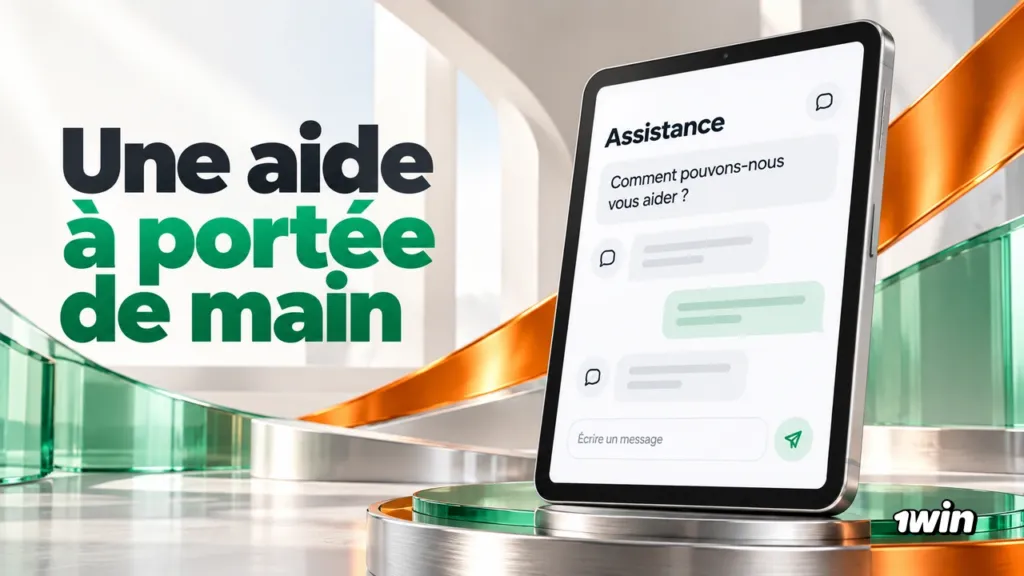 Tablette affichant une conversation d’assistance et un champ de message.